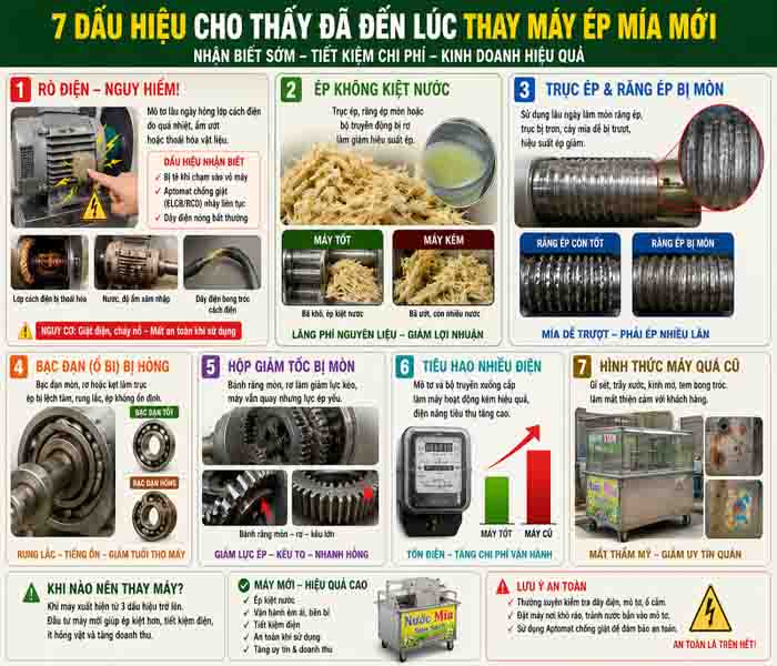 7 Dấu Hiệu Cho Thấy Bạn Đã Đến Lúc Thay Máy Ép Mía Mới 7 dấu hiệu cần thay máy ép mía